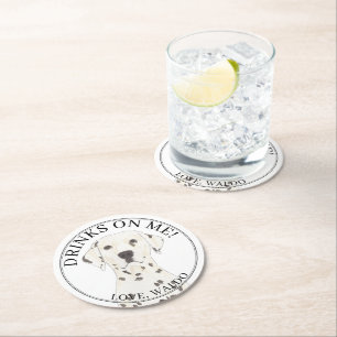 Gepersonaliseerde Dalmatische Hond bruiloft Ronde Kartonnen Onderzetter