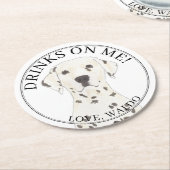 Gepersonaliseerde Dalmatische Hond bruiloft Ronde Kartonnen Onderzetter (Gebogen)