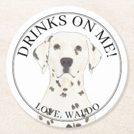 Gepersonaliseerde Dalmatische Hond bruiloft Ronde Kartonnen Onderzetter