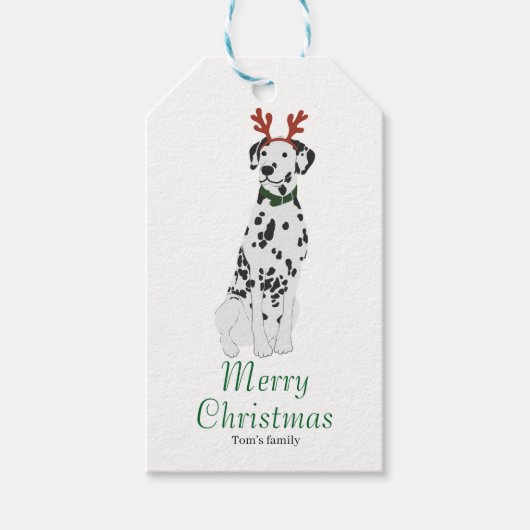Gepersonaliseerde Dalmatische Kerst Cadeaulabel (Voorkant)