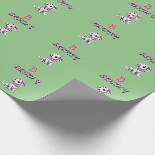 Gepersonaliseerde Dalmatische Puppy Monogram - Cadeaupapier (Hoek)