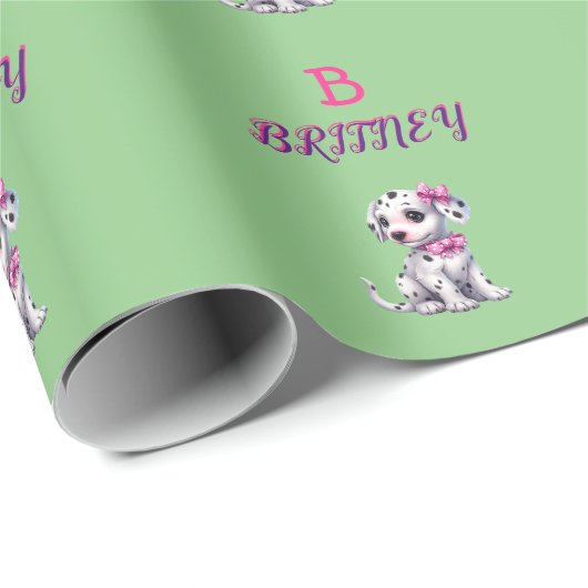 Gepersonaliseerde Dalmatische Puppy Monogram - Cadeaupapier (Rol Hoek)