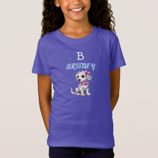 Gepersonaliseerde Dalmatische Puppy Monogram T- T-shirt (Voorkant)