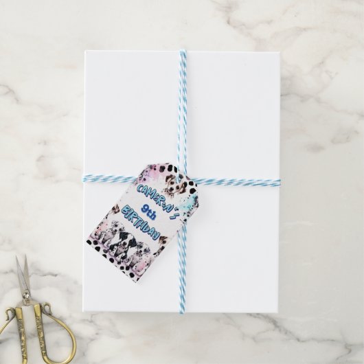 Gepersonaliseerde Dalmatische Puppy Verjaardag Wat Cadeaulabel (Met Touw)