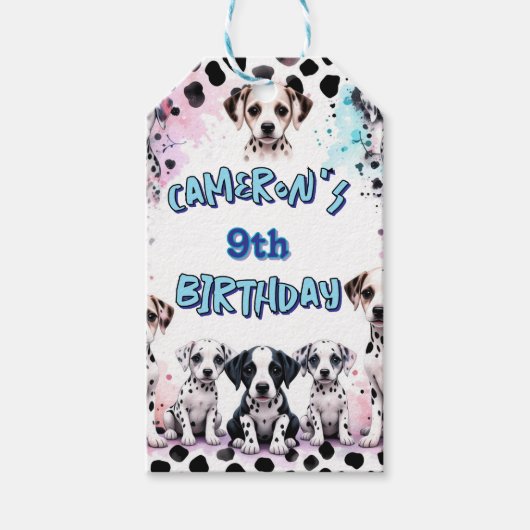 Gepersonaliseerde Dalmatische Puppy Verjaardag Wat Cadeaulabel (Voorkant)