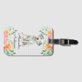 Gepersonaliseerde Dalmatische Puppy Waterverf Bloe Bagagelabel (Voorkant (horizontaal))