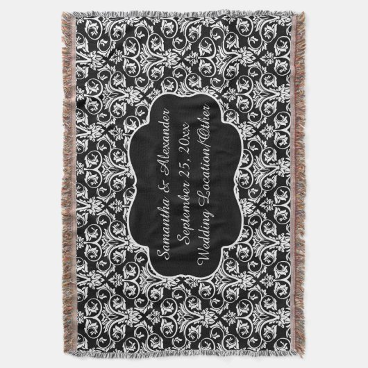 Gepersonaliseerde Damask bruiloft aangepaste aande Deken (Voorkant Verticaal)