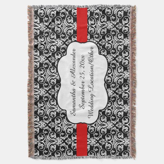 Gepersonaliseerde Damask bruiloft aangepaste aande Deken (Voorkant Verticaal)