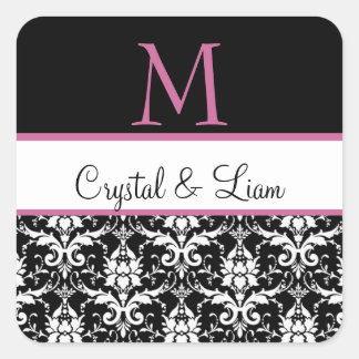 Gepersonaliseerde Damask bruiloft Stickers