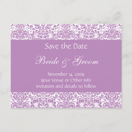 Gepersonaliseerde Damask Save the Date Aankondigingskaart (Voorkant)