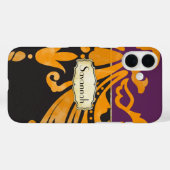 Gepersonaliseerde Damask Scroll Work Gold accenten Case-Mate iPhone Case (Achterkant (horizontaal))