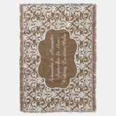 Gepersonaliseerde Damask Wedding/Custom Sand/Wit Deken (Voorkant Verticaal)
