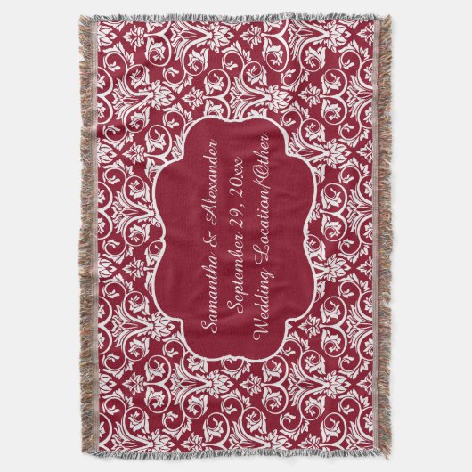 Gepersonaliseerde Damask Wedding/Keepsake Custom M Deken (Voorkant Verticaal)