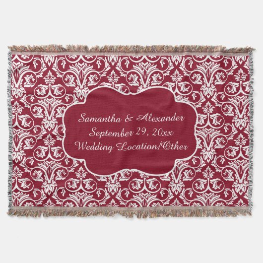 Gepersonaliseerde Damask Wedding/Keepsake Custom M Deken (Voorkant)