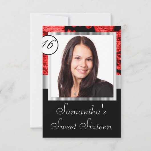 Gepersonaliseerde damast zoet zestien kaart (Voorkant)