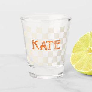 Gepersonaliseerde dambordpartij verjaardagscadeau shot glas
