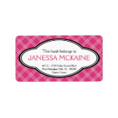 Gepersonaliseerde dames Bookplate Sticker Roze Wit (Voorkant)