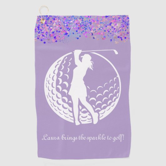 Gepersonaliseerde dames Glitter Golf Handdoek (Voorkant)