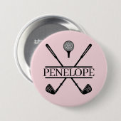 Gepersonaliseerde Dames Golf Naam Ronde Button 7,6 Cm (Voorkant /achterkant)