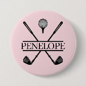 Gepersonaliseerde Dames Golf Naam Ronde Button 7,6 Cm (Voorkant)