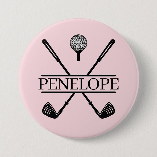 Gepersonaliseerde Dames Golf Naam Ronde Button 7,6 Cm (Voorkant)