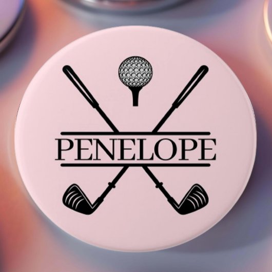 Gepersonaliseerde Dames Golf Naam Ronde Button 7,6 Cm