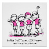 Gepersonaliseerde Dames Golf Poster – Leuke Cartoo (Voorkant)