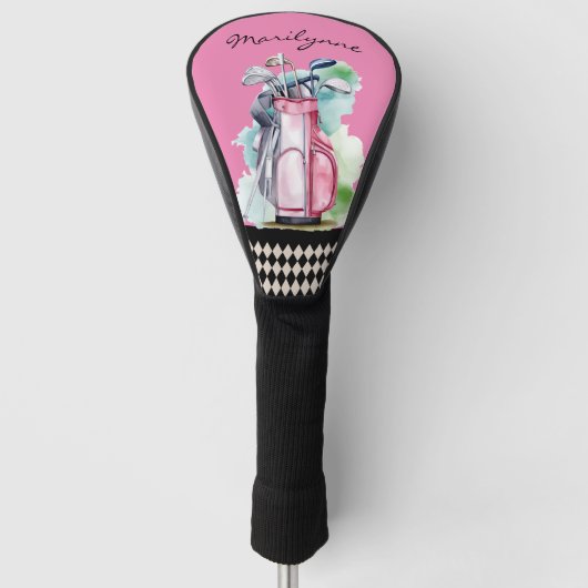 Gepersonaliseerde Dames Naam Roze Golfheadcover (Voorkant)