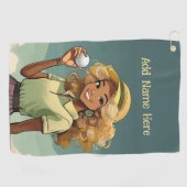 Gepersonaliseerde dameshanddoek golfhanddoek (Horizontaal)