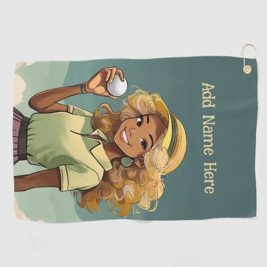 Gepersonaliseerde dameshanddoek golfhanddoek (Horizontaal)