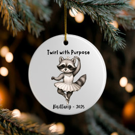 Gepersonaliseerde Dance Raccoon Ornament, Ballet c Keramisch Ornament
