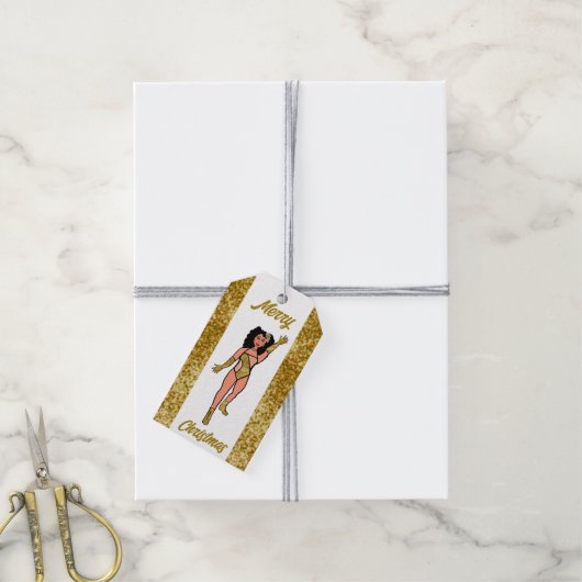 Gepersonaliseerde Dancer Gift Label Gold B Cadeaulabel (Met Touw)