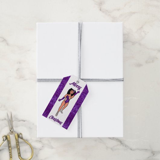 Gepersonaliseerde Dancer Gift Label Paarse B Cadeaulabel (Met Touw)