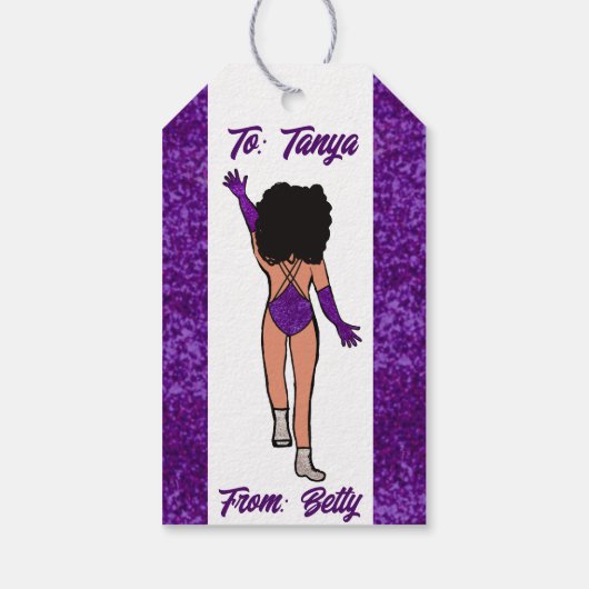 Gepersonaliseerde Dancer Gift Label Paarse B Cadeaulabel (Achterkant)