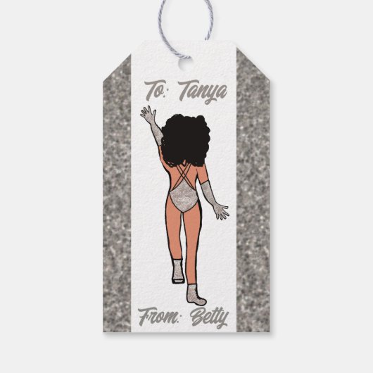 Gepersonaliseerde Dancer Gift Label Silver B Cadeaulabel (Achterkant)
