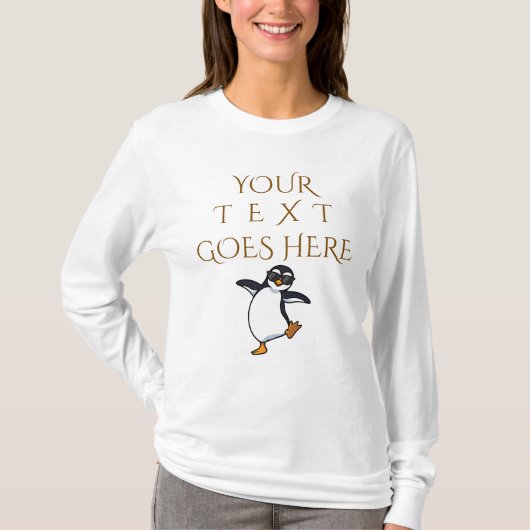 Gepersonaliseerde Dancing Penguin Custom Text T-shirt (Voorkant)