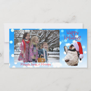 Gepersonaliseerde Dancing Penguin Kerstmis Feestdagenkaart
