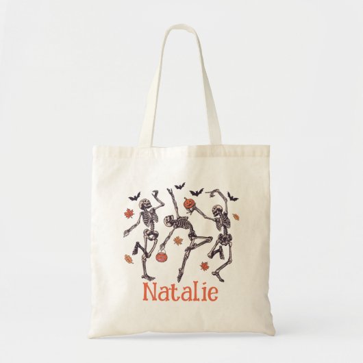 Gepersonaliseerde Dancing Skeleton Trick or treat Tote Bag (Voorkant)