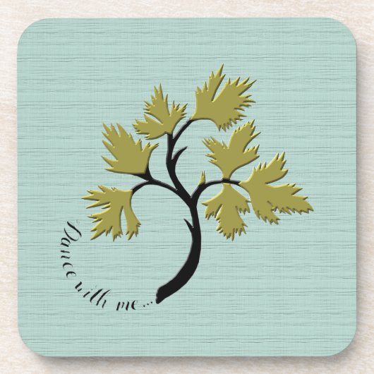 Gepersonaliseerde Dancing Tree Olive Green Set van Bier Onderzetter (Voorkant)