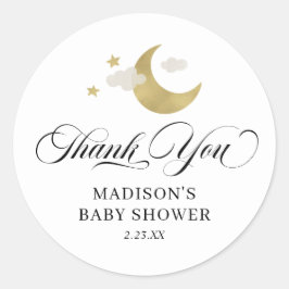 Gepersonaliseerde dank u Baby shower Moon & Stars Ronde Sticker