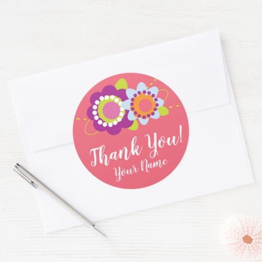 Gepersonaliseerde dank u bloem Sticker (Envelop)
