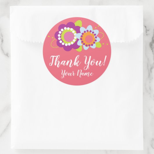 Gepersonaliseerde dank u bloem Sticker (Tas)