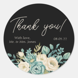Gepersonaliseerde dank u Bloemen bruiloft Ronde Sticker