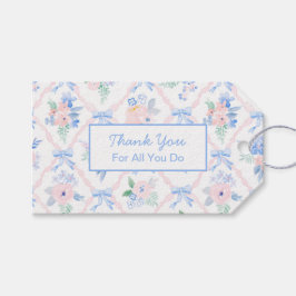 Gepersonaliseerde dank u bloemenlintbogen cadeaulabel