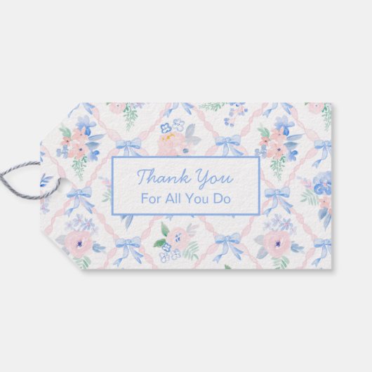 Gepersonaliseerde dank u bloemenlintbogen cadeaulabel (Achterkant Horizontaal)