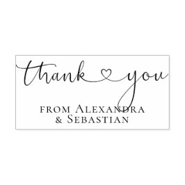Gepersonaliseerde dank u elegante scroll hart teks rubberstempel