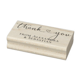 Gepersonaliseerde dank u elegante scroll hart teks rubberstempel