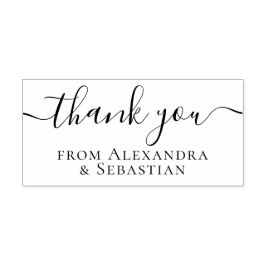 Gepersonaliseerde dank u elegante scroll tekst rubberstempel