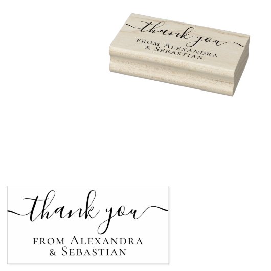 Gepersonaliseerde dank u elegante scroll tekst rubberstempel (Gestempeld)