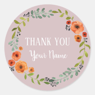 Gepersonaliseerde dank u Flower Wreath sticker